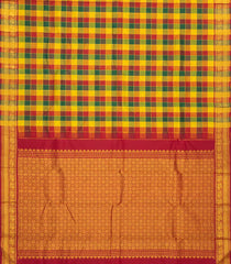 Multi Colour Handloom Korvai Kanchipuram Silk Saree With Silk Checks-KA13488