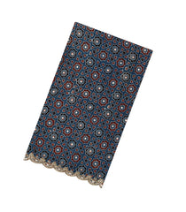 Indigo Printed Modal Silk Saree With Embroidered Motifs-PS0746