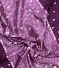 Lavender Woven Banarasi Poona Silk Saree With Checks & Buttas-BP1006