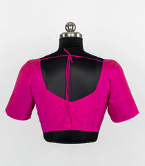 Pink Readymade Plain Silk Blouse With Elbow Sleeve-RB5259