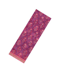 Burgundy Printed Chanderi Cotton Saree With Floral Motifs-CC1719
