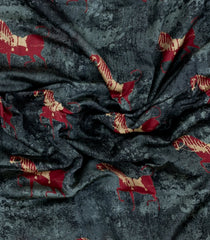 Black Printed Chanderi Cotton Saree With Zari Border-CC1679