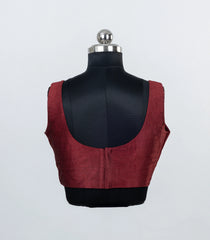 Maroon Woven Ready Made Spun Cotton Plain Sleeveless Blouse-RB5190
