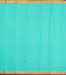 Turquoise Woven Mysore Silk Saree With Buttas & Contrast Border-MS3625