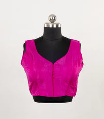 Pink Readymade Sleeveless Blended Silk Blouse With Sweetheart Neck-RB5218
