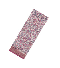 Dusty Pink Printed Chanderi Cotton Saree With Zari Border-CC1562