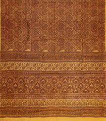 Mustard Printed Silk Saree With Floral Motifs-PS0688