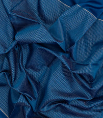 Blue Handloom Silk Cotton Saree With Checks & Buttas-SC4236