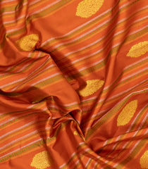 Rust Handloom Kanchipuram Silk Saree With Stripes & Buttas-KA16169