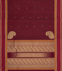 Maroon Handloom Kanchi Cotton Saree With Annam Buttas-KC1839