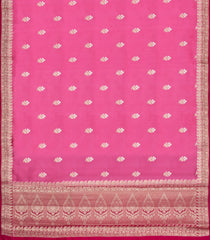Bubblegum Pink Woven Banarasi Poona Silk Saree With Zari Buttas & Contrast Border-BP1031