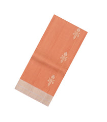 Peach Handloom Soft Tussar Silk Saree With Butats & Contrast Border-TU3743