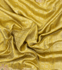 Lemon Yellow Handloom Pure Silk Saree With Woven & Hand Embroidered Motifs-EN1801