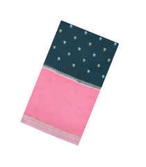 Teal Woven Blended Viscose Saree With Zari Buttas-BL5626