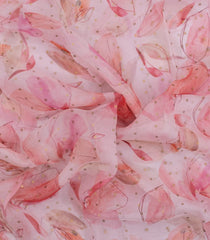 Baby Pink Printed Chiffon Silk Saree With Floral Border-PS0768