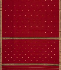 Red Handloom Maheswari Silk Cotton Saree With Buttas & Zari Border-SC4859