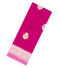 Hot Pink Woven Banarasi Poona Silk Saree With Buttas & Contrast Border-BP1045