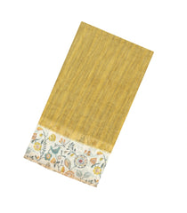Beige Printed Synthetic Linen Saree With Floral Motifs-SY0334