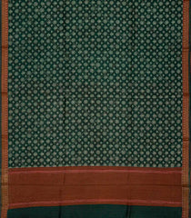 Bottle Green Handloom Tussar Silk Saree Printed With Floral Motifs