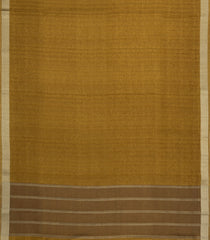 Mustard Printed Synthetic Tussar Silk Saree With Zari Stripes & Border -SY0086