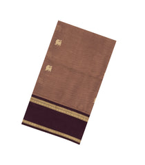 Dark Beige Handloom Silk Cotton Saree With Buttas-SC4311