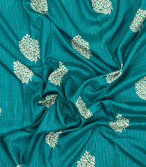 Cyan Printed Synthetic Dola Silk Saree With Motifs & Zari Stripes-SY0446