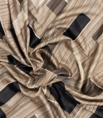 Black Printed Tussar Silk Saree With Geometric Motifs-TU3770