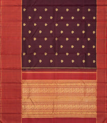 Dark Brown Handloom Kanchipuram Silk Saree With Mango Buttas