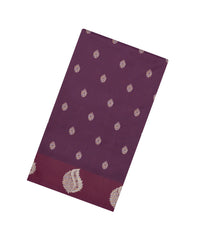 Burgundy Woven Blended Aura Saree With Zari Buttas & Zari Border-BL5810