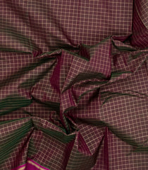Burgundy Handloom Kanchipuram Silk Saree With Zari Checks-KA15295