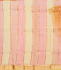 Light Peach Handloom Banarasi Organza Silk Saree With Floral Motifs-BE1680