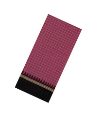 Chesnutt Pink Woven Tussar Silk Saree With Chekcs & Black Border-TU3229
