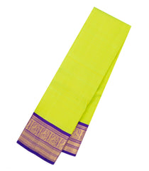Neon Green Handloom Korvai Kanchipuram Silk Saree With Contrast Border-KA16421