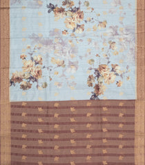 Light Blue Printed Synthetic Dola Silk Saree With Zari Buttas & Border-SY0249