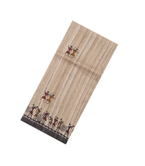 Beige Printed Tussar Silk Saree With Geometric Motifs-TU3769