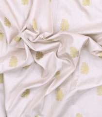 White Handloom Korvai Kanchipuram Silk Saree With Green Border-KA15004
