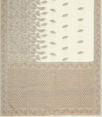 Off White Woven Art Linen Saree With Leafy Motifs-BL5644