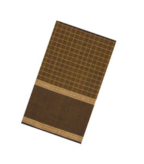 Dark Olive Handloom Silk Cotton Saree With Checks-SC4198
