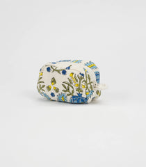White Cotton Bagru Printed Coin Pouch With Zipper-ACS1073