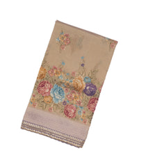 Lavender Woven Tissue Saree With Floral Print & Embroidery