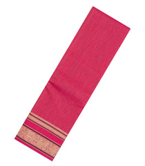 Hot Peach Handloom Kanchi Cotton Saree With Zari Stripes-KC1816