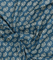 Indigo Printed Jaipur Cotton Saree With Floral Motifs-JC1699