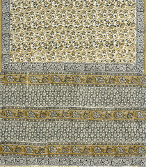 Off White Printed Jaipur Cotton Saree With Printed Floral Motifs-JC1789