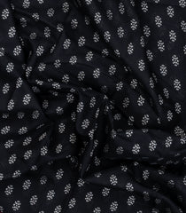 Black Printed Chanderi Cotton Saree With Zari Border-BL5497