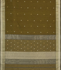 Dark Olive Handloom Maheswari Silk Cotton Saree With Buttas-SC4140
