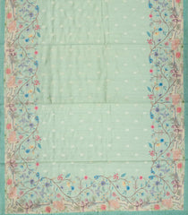Aquamarine Woven Blended Dupion Saree With Embroidered & Printed Motifs-BL3888