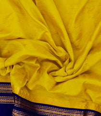 Yellow Handloom Silk Cotton Saree With Zari Checks & Contrast Border-SC4114