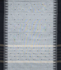 Grey Woven Chettinad Cotton Saree With Buttas & Contrast Border-CN1801