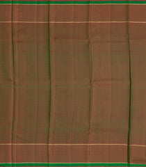 Dark Green Handloom Kanchipuram Silk Saree With Checks-KA12735