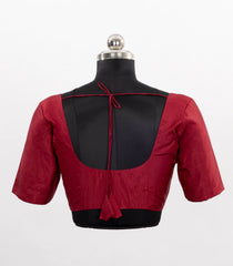 Maroon Blended Silk Ready Made Blouse With V Neck and Front Open Style-RB5222